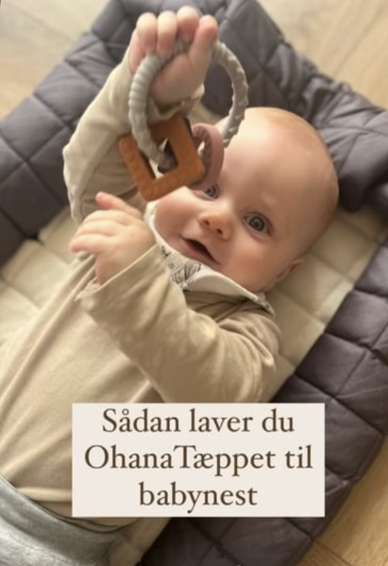 Skipper ligger i legetæppet omdannet til babynest